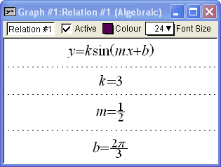 y=ksin(mx+b);k=3;m=1/2;b=2pi/3