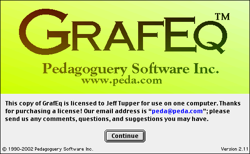 The GrafEq title screen