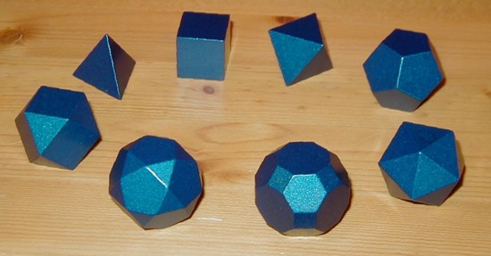 Aluminum polyhedra, painted blue